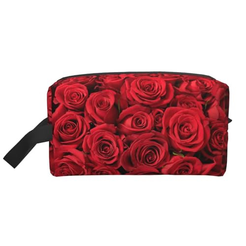 KoNsev Reise-Kulturbeutel für Damen und Herren, Motiv: Rote Rose, kleine Münzgeldbörse, kleine Tasche, rote rose, Einheitsgröße von KoNsev