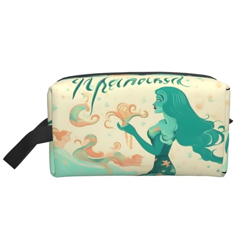 KoNsev Reise-Kulturbeutel im Retro-Stil für Damen und Herren, kleine Münzgeldbörse, kleine Tasche, Retro Meerjungfrau, Einheitsgröße von KoNsev