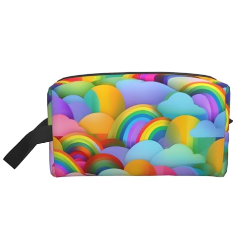 KoNsev Reise-Kulturbeutel mit Regenbogen-Herz-Muster, für Damen und Herren, Zubehör, Organizer, kleine Münzgeldbörse, kleine Tasche, Regenbogen-Herzmuster, Einheitsgröße von KoNsev