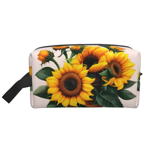 KoNsev Reise-Kulturbeutel mit Sonnenblume und Rose, für Damen und Herren, Zubehör-Organizer, kleine Münzgeldbörse, kleine Tasche, Sonnenblume und Rose, Einheitsgröße von KoNsev