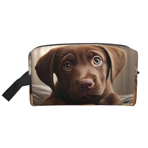 KoNsev Reise-Kulturbeutel mit niedlichem Labrador-Motiv, für Damen und Herren, Zubehör, kleine Münzgeldbörse, kleine Tasche, Niedlicher Labrador-Hund 2, Einheitsgröße von KoNsev