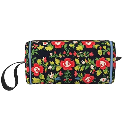 KoNsev Reise-Kulturbeutel mit ukrainischer Stickerei, Rose, für Damen und Herren, Zubehör, Organizer, kleine Münzgeldbörse, kleine Tasche, Ukrainischer Stickerei-Stil Rose, Einheitsgröße von KoNsev