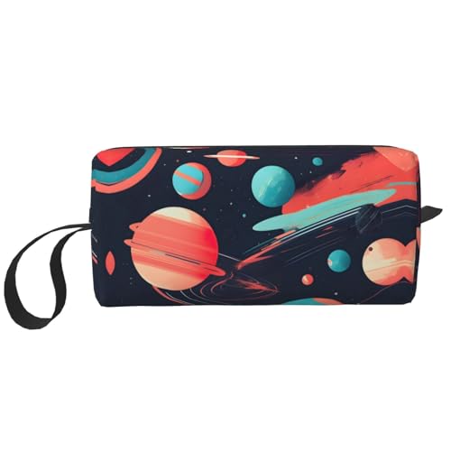 KoNsev Space Planets Reise-Kulturbeutel für Damen und Herren, Zubehör-Organizer, kleine Münzgeldbörse, kleine Tasche, Weltraum-Planeten, Einheitsgröße von KoNsev