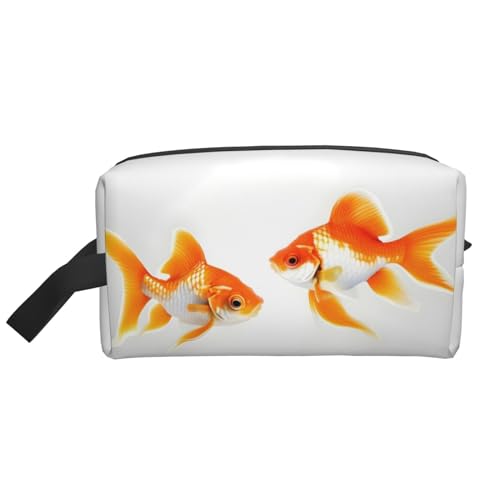 KoNsev Süße Goldfisch-Reise-Kulturbeutel für Damen und Herren, Zubehör-Organizer, kleine Münzgeldbörse, kleine Tasche, Niedlicher Goldfisch, Einheitsgröße von KoNsev