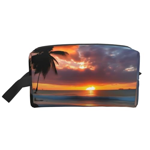 KoNsev Sunset Beach Travel Kulturbeutel für Damen und Herren, Zubehör, Organizer, kleine Münzgeldbörse, kleine Tasche, Sonnenuntergang Strand, Einheitsgröße von KoNsev