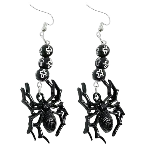 Elegante schwarze Spinnen-Ohrhänger für Damen, Arachnid-Ohrhänger, handgefertigtes Halloween-Schmuckzubehör für Frauen von Kobeleen