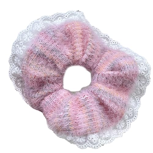 Große Scrunchies Spitzenbesatz Vintage Floral Haargummi 90er Jahre Frauen Mädchen Dickes Haar Accessoire Haargummi Pferdeschwanzhalter von Kobeleen