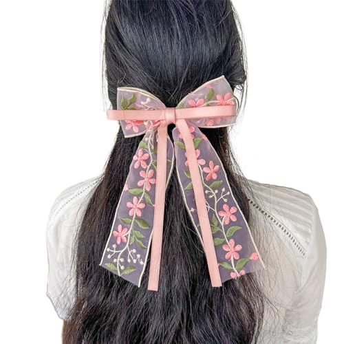 Haarspange mit Stickerei, Blumenband, Haarschleifen, Haarspange, Pferdeschwanzhalter für Damen, Mädchen, elegantes Haarstyling-Werkzeug von Kobeleen