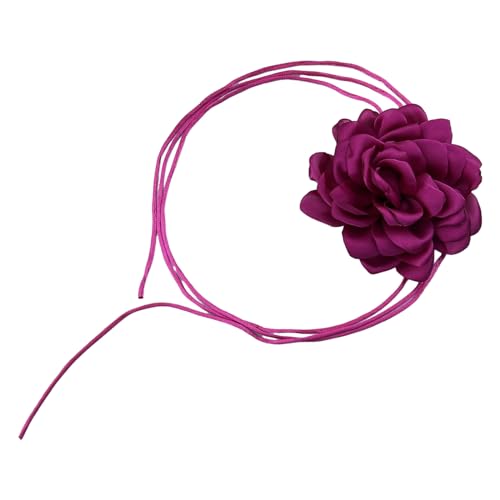 Kobeleen Stilvolle Rosenblüten-Halskette, Simulationsblume, Halskette für Damen und Mädchen, Schlüsselbeinkette, auffälliges Halsband-Zubehör von Kobeleen