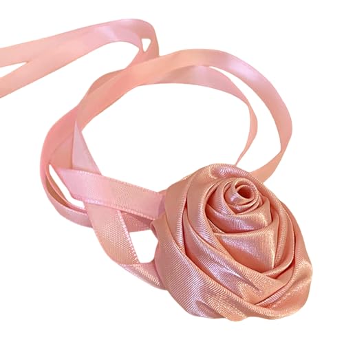 Kobeleen Stilvolle Rosenblüten-Halskette, Simulationsblumen-Band-Halskette, Damen-Schlüsselbeinkette, auffälliges Halsband-Zubehör von Kobeleen