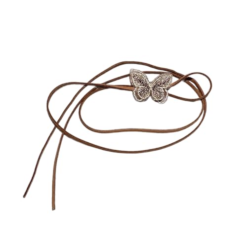 Kobeleen Zierliche Schmetterlings-Halskette für Frauen, elegantes Schwarz/Khaki-Seil, Schlüsselbeinketten, Schmuck, verstellbare Kette, Halsband-Zubehör von Kobeleen