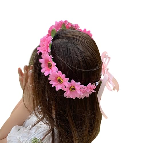 Realistisches Sonnenblumen-Girlanden-Stirnband, böhmische Krone, Kopfschmuck, Diademe, Blumenhaarband, Damen, Hochzeits-Party-Accessoires von Kobeleen