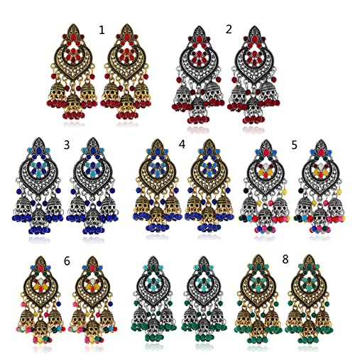 Retro Indische Bollywood Ohrringe Ethnischer Stil Glockenohrring Jhumka Tropfenohrringe Tanzparty Schmuck Dekor für Mädchen von Kobeleen