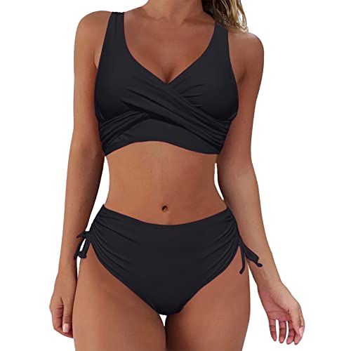 Bademode Damen Bikini Bandeau Sexy ohne Bügel Curvy Bademode Bikini-Sets Urlaub Große Größe 2 Teilig Bauchweg Badeanzug Swimsuits Sport mit Shorts Zweiteiler High Waist Bikini Set Schwimmanzug von Kobilee