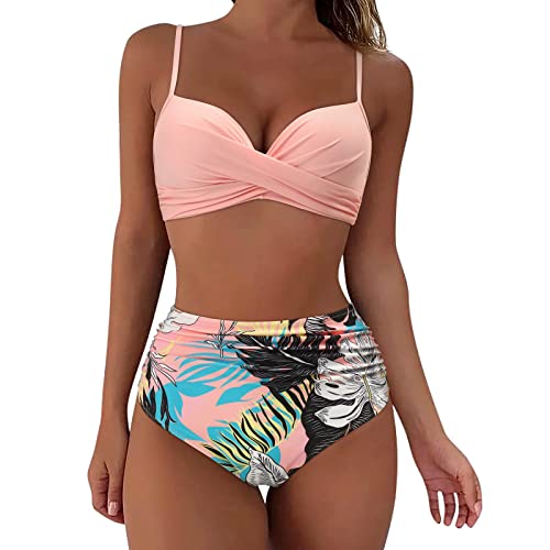 Kobilee Bikinis Für Damen: Zweiteiler Sommer Bikini Rückenfreies Badeanzüge Große Größe Schwarz Rot Weiß Badeanzug Sexy Push Up Hosenrock Neckholder Set String Bikini Hawaii von Kobilee