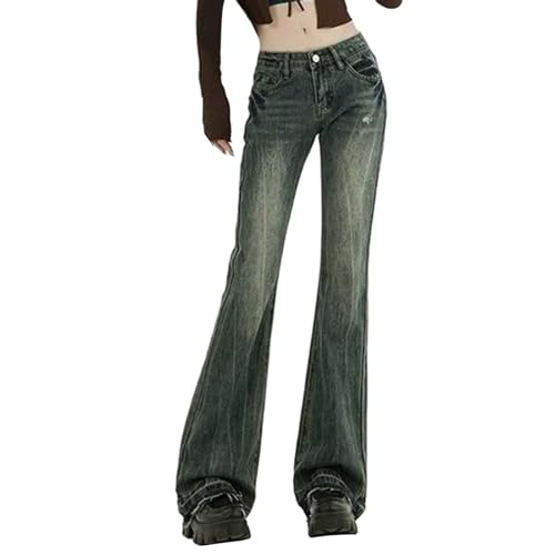 Kobilee Damen Hose - Weites Bein Flared y2k Aesthetic Latzhose Straight Leg Boyfriend Jeggings Hellblaue Schwarze Graue Cargohose High Waist Baggy Jeans Fashion Sommer Hüfthose Denim von Kobilee