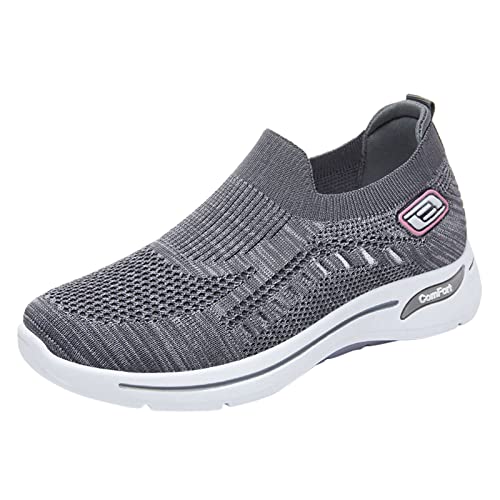 Kobilee Damen Sneakers Slip On, Wanderschuhe Breite Füße Ohne Schnürsenkel Leichte Laufschuhe Slip on Fitness Gym Schuhe Atmungsaktive 39-42 Sneaker Sommer Weiß Damenschuhe Elegant von Kobilee