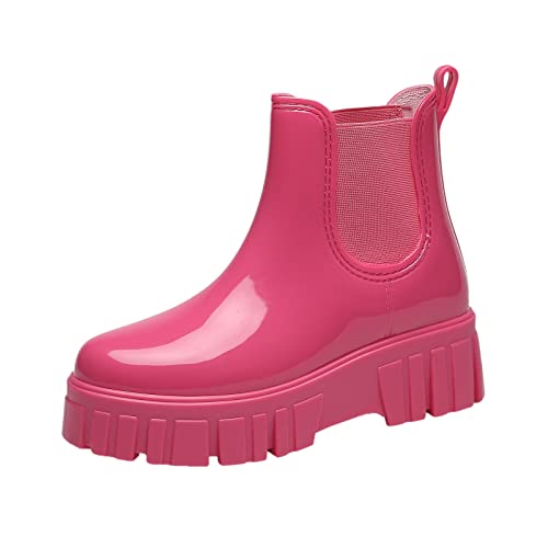 Kobilee Gummistiefel Damen Sommer Garten Regenschuhe 36 Wasserdicht Winddicht Gartenschuhe PVC Gummistiefel-Damen Chelsea Regenstiefel Elegant und Bequem Sommerstiefeletten Langschaft von Kobilee