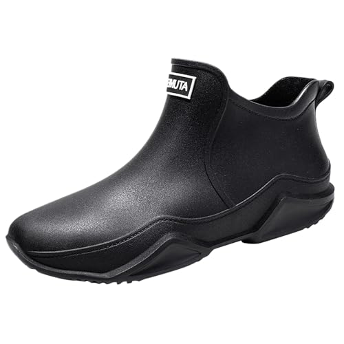 Kobilee Regenstiefel Herren - Sommer Wasserdicht Winddicht Gummistiefel-Herren PVC Chelsea Regenstiefel mit Rutschfest Sohle Gummistiefel mit Absatz Regenschuhe Kurz Schuhe Hoch von Kobilee