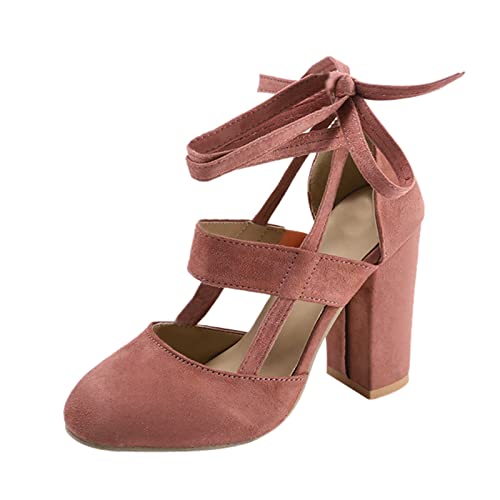 Kobilee Sandalen Damen zum Binden Schicke Sandalen zum Schnüren mit Absatz Sommerschuhe Riemchen Riemchensandalen Knöchelbindung Espadrilles High Heels Schnürsandalen Beinriemen Keilsandalen von Kobilee