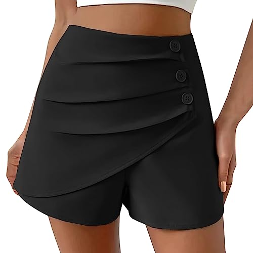 Kobilee Skorts Damen Kurz 2 In1 Outdoor Plissiert Sommerrock Minirock Running mit Innenhose ohne Taschen High Waist Skorts Laufrock Leicht und Luftig Sport Stretch Reise Hosenrock Tennisrock von Kobilee