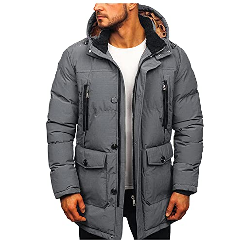 Kobilee Winterjacke Herren Daunen mit Kapuze Lang Parka Winter Warm Dicke Outdoor Leicht Steppjacke Daunenjacke Wintermantel von Kobilee