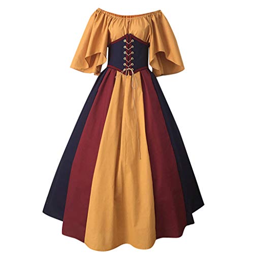 Mittelalter Kleid Damen Lang 18 Jahrhundert Renaissance Altmodische Vintage Trompetenärmel Kleid Mittelalterliche Unterkleid Partykleid Karnevals Kostüme von Kobilee