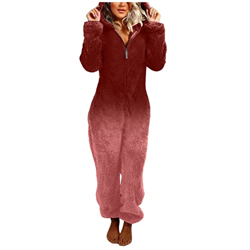 Onesie Damen Kuschelig Tiere Winter Outfits Große Größen Schlafanzug Overall Partnerlook Fleece mit Kapuze Jumpsuit Palästinensertuch Einteiler Warmer Tierkostüm One Piece Kuschelanzug von Kobilee