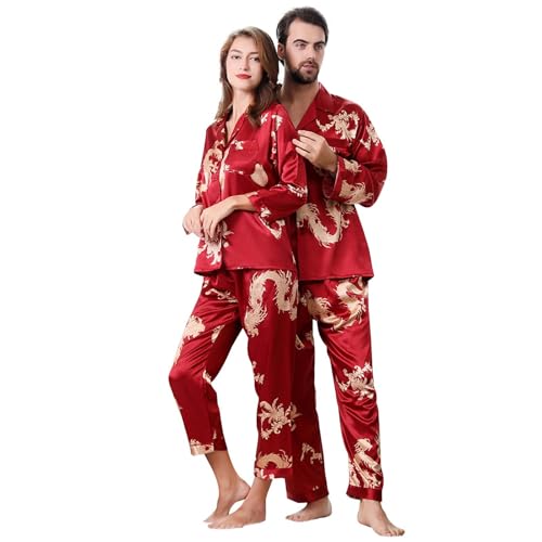 Pyjama Pärchen Set Kuschelig PJs Pj Set Warm Lang Pyjama Oberteil Und Schlafhose Pyjama Set Langarm 2 Teiler Hausanzug Lounge Set Frühling Herbst Elegant Sleepwear Schlafanzüge Schlafanzug von Kobilee