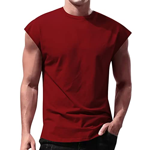 Tank Top Herren Sport Atmungsaktive Rundhals Männer Muskelshirt Achselshirt Hoodie Ärmelloses Tank-Top T-Shirt Bodybuilding Slim Fit Sommer Einfarbig Laufshirt von Kobilee