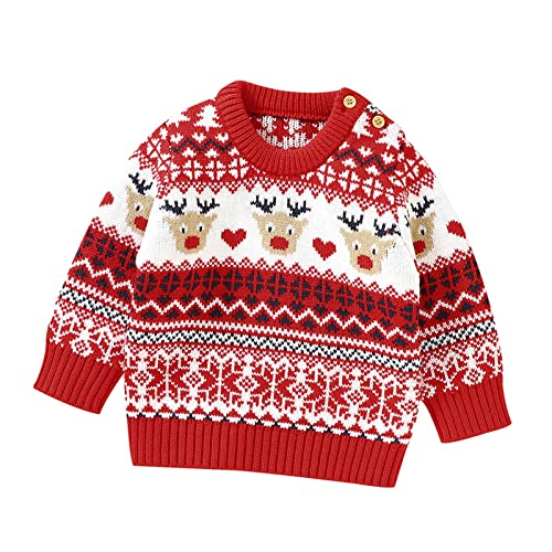 Weihnachtspullover Kinder Kleinkind Kleinkind Baby Mädchen Junge niedlich Langarm Weihnachten gestrickt Pullover Tops Herbst Winter warme Weihnachtsoutfits Baby Jäckchen Weihnachtspullis Streetwear von Kobilee