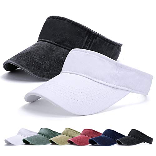 Visor Cap - Baseball Kappe Visor Pferdeschwanz Cap Washed Outdoor Basecap Vintage Damen Baseballmütze Sonnenvisor Golf Tennis Freizeit Sommer Unisex Herren (Schwarz+White-A) von Earnmore