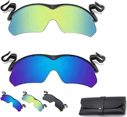 Kolarmo Sport-Sonnenbrille mit Clip, 2024, Herren-Sonnenbrille, zum Anklippen, Radfahren, Wandern, Radfahren, Golf, UV400, Grün + Blau von Kolarmo