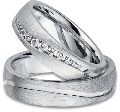 Kolibri Rings Eheringe Paarpreis Silber Rhodiniert 11 Zirkonia Steine Trauringe Partnerringe Freundschaftsringe - Gratis Gravur und Etui Längsmatt Kolibri Rings Eheringe Paarpreis Silber Rhodiniert 11 Zirkonia Steine Trauringe Partnerringe Freundschaftsringe - Gratis Gravur und Etui Längsmatt von Kolibri Rings