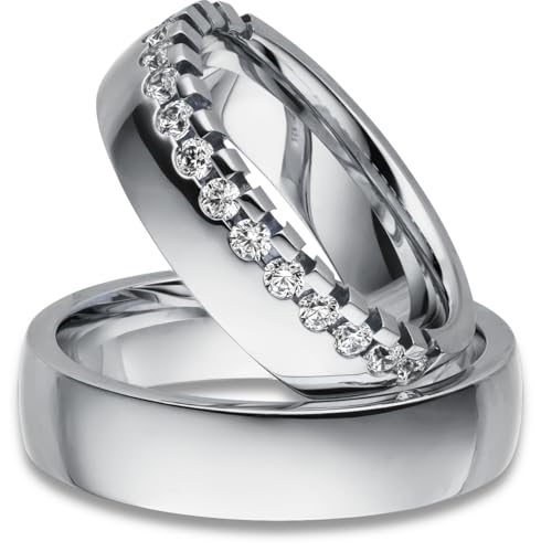 Kolibri Rings Paarpreis Silber Eheringe Rhodiniert 15 Zirkonia Steine Trauringe Partnerringe Freundschaftsringe - Gravur und Etui Kolibri Rings Paarpreis Silber Eheringe Rhodiniert 15 Zirkonia Steine Trauringe Partnerringe Freundschaftsringe - Gravur und Etui von Kolibri Rings