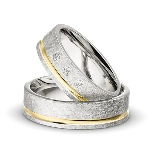 Kolibri Rings Eheringe Eismatt Silber 925 Vergoldet 3 Zirkonia Steine Set - Gratis Gravur und Etui Kolibri Rings Eheringe Eismatt Silber 925 Vergoldet 3 Zirkonia Steine Set - Gratis Gravur und Etui von Kolibri Rings