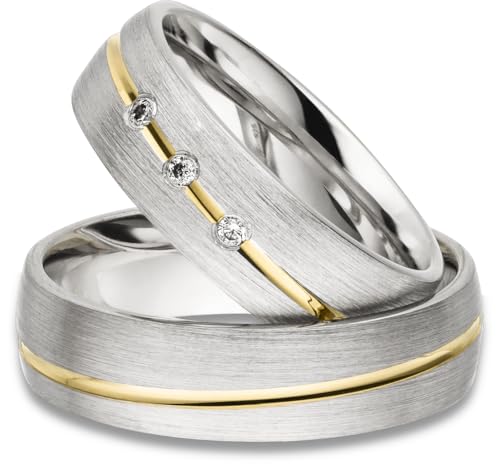 Kolibri Rings Eheringe Silber 925 Vergoldet 3 Zirkonia Steine Set - Gratis Gravur und Etui Kolibri Rings Eheringe Silber 925 Vergoldet 3 Zirkonia Steine Set - Gratis Gravur und Etui von Kolibri Rings