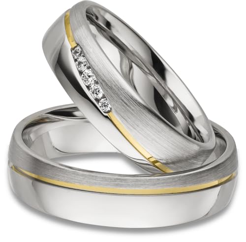 Kolibri Rings Eheringe Silber 925 Vergoldet 5 Zirkonia Steine Set - Gratis Gravur und Etui Kolibri Rings Eheringe Silber 925 Vergoldet 5 Zirkonia Steine Set - Gratis Gravur und Etui von Kolibri Rings