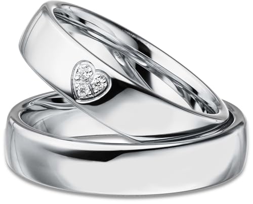 Kolibri Rings Eheringe Verlobungsringe Silber 925 3 Zirkonia Steine Herz Set - Gratis Gravur und Etui Kolibri Rings Eheringe Verlobungsringe Silber 925 3 Zirkonia Steine Herz Set - Gratis Gravur und Etui von Kolibri Rings
