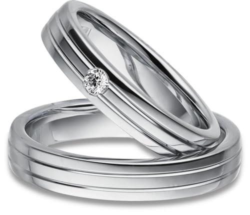 Paarpreis Silber Eheringe Rhodiniert Zirkonia Stein Trauringe Partnerringe Freundschaftsringe - Gravur und Etui Paarpreis Silber Eheringe Rhodiniert Zirkonia Stein Trauringe Partnerringe Freundschaftsringe - Gravur und Etui von Kolibri Rings