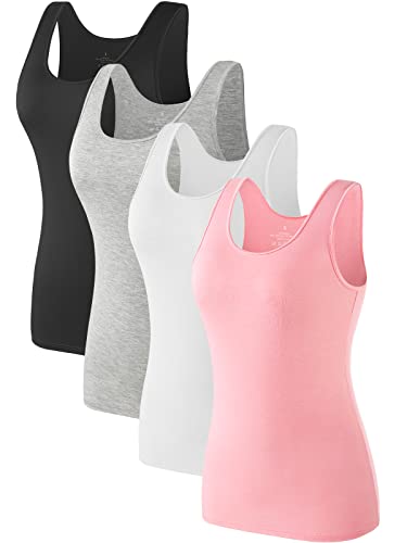 Komfokore 4pcs Tank Tops für Damen ärmelloses Unterhemd Schichtung Tanks Schwarz/Grau/Weiß/Rosa XL Komfokore 4pcs Tank Tops für Damen ärmelloses Unterhemd Schichtung Tanks Schwarz/Grau/Weiß/Rosa XL von Komfokore