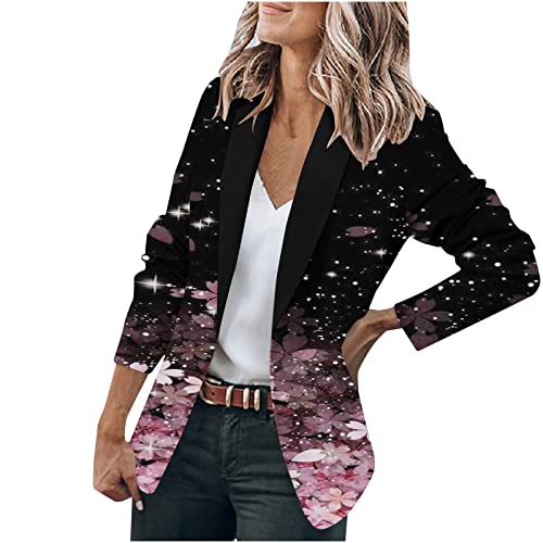 Komiseup Blazer Damen Bunt Blumen Muster Graphics Langarm Blazer Slim Fit Geschäft Büro Jacke Mantel Casual Anzüge von Komiseup