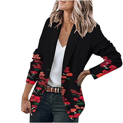 Komiseup Blazer Damen Bunt Blumen Muster Graphics Langarm Blazer Slim Fit Geschäft Büro Jacke Mantel Casual Anzüge von Komiseup