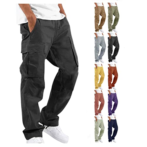 Komiseup Cargohose Herren - Chino Cargo Hose Herren Regular Fit Arbeitshose Cargohose Loose Casual Trekkinghose Wanderhose Baumwolle Lang Freizeithose Funktionshose mit Taschen Cargo Jogger von Komiseup