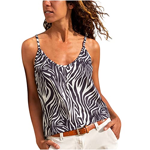 Komiseup Damen Sommer Oberteile Arbeiten Beiläufige Lose Trägerlose Zebra Gedruckte Tanktops Damen Weste Tops von Komiseup