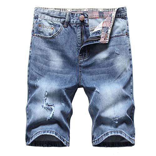 Komiseup Jeans Shorts Herren Sommer Kurze Hosen Männer Sommer Denim Shorts Herren Jeans Große Größen Kurze Jeanshose Herren Lässig Baggy Jorts Stretch Denim Half Pants Cargohose Sommerhose Jogginghose von Komiseup