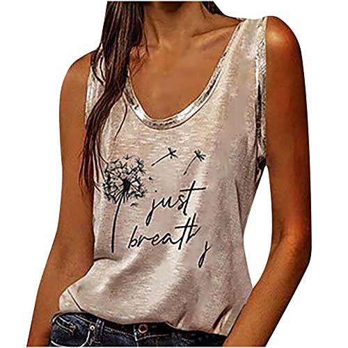 Komiseup ärmelloses Sommer Tops Damen Trendige Totenkopf Strass Muster Oberteile Modisch Pailletten Glitzer Tank Top Locker Shirt Bluse Tunika Top von Komiseup