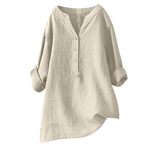 Musselin Bluse Damen, Leinenbluse Damen Sommer Langarm V-Ausschnitt Blusenshirt Große Größen Leinen Hemdbluse Blusenkleid Elegant Einfarbig Longbluse Oversized Langarmshirt Langes Casual Damenblusen Musselin Bluse Damen, Leinenbluse Damen Sommer Langarm V-Ausschnitt Blusenshirt Große Größen Leinen Hemdbluse Blusenkleid Elegant Einfarbig Longbluse Oversized Langarmshirt Langes Casual Damenblusen von Komiseup