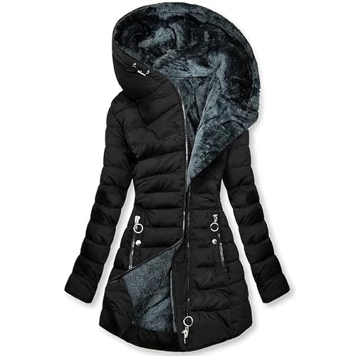 Winterjacke Damen, Übergangsjacke Damen, Wintermantel Damen, Damen Winter Warme Steppjacke Kapuzenjacke Bequeme Zipper Hoodie Jacke Mantel Elegant Baumwolljacke Fleecejacke Strickjacken Winterparka von Komiseup