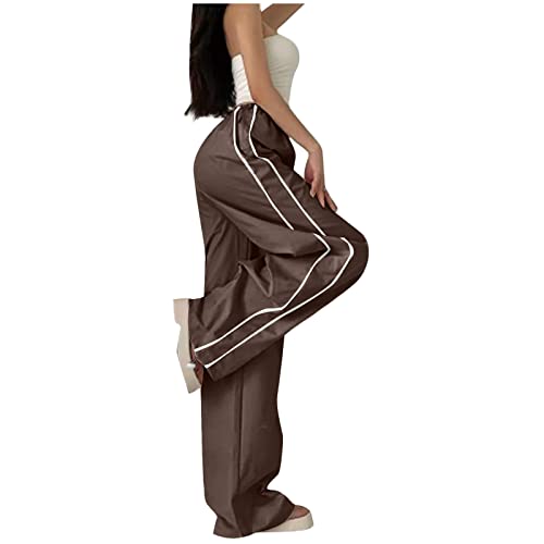 Y2k Hose Vintage Fallschirmhosen Cargohose Baggy Track Pants Damen Y2K Weites Bein Hosen Freizeithose Frauen Elastische Taille Parachute Pants 90er Teenager Mädchen Mode Y2k Streetwear Sport Hose von Komiseup